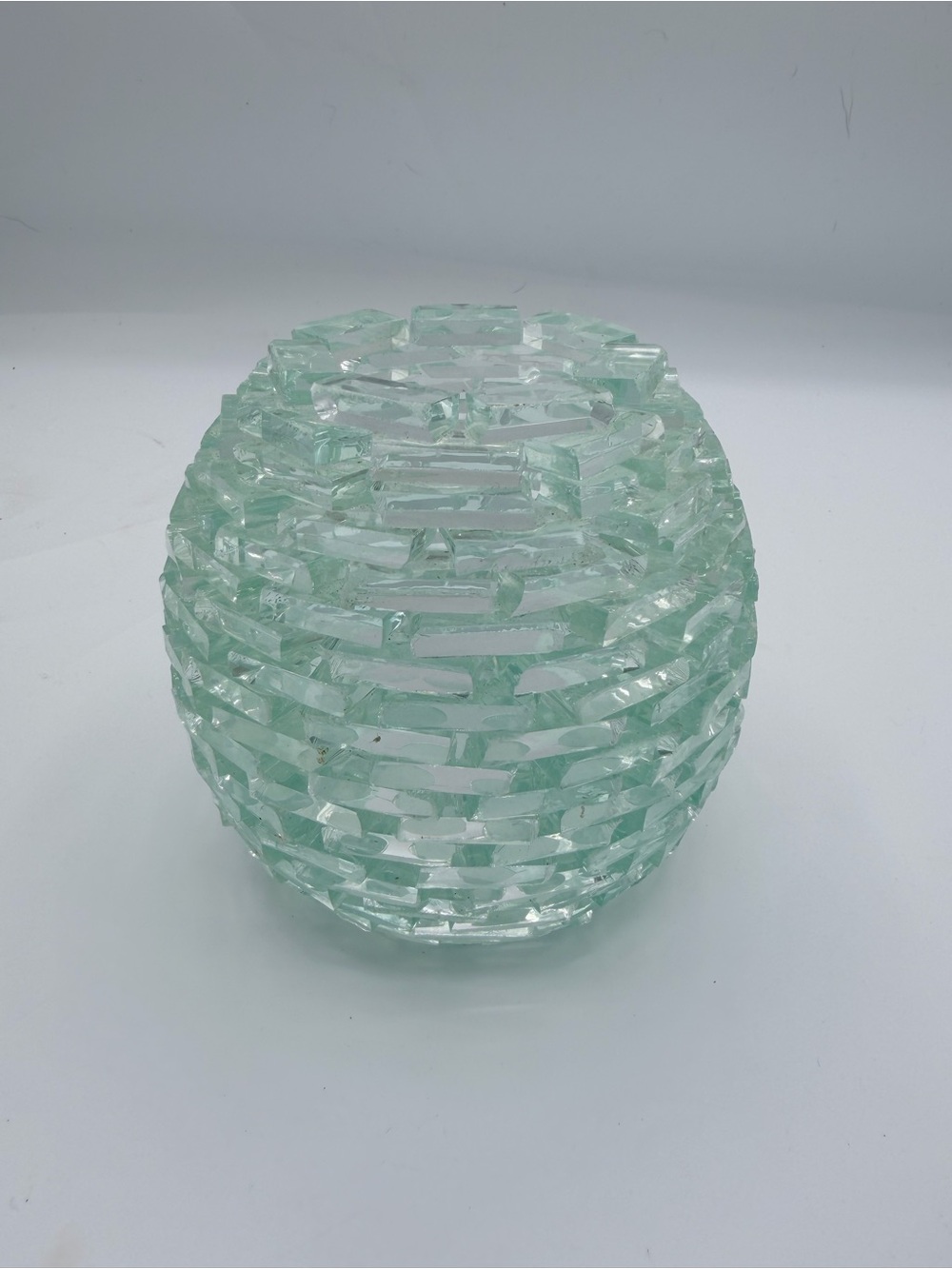 Vintage Brutalist 1970's Lamp Shade Polarite Round Ball Tiled Glass Shard Sphere